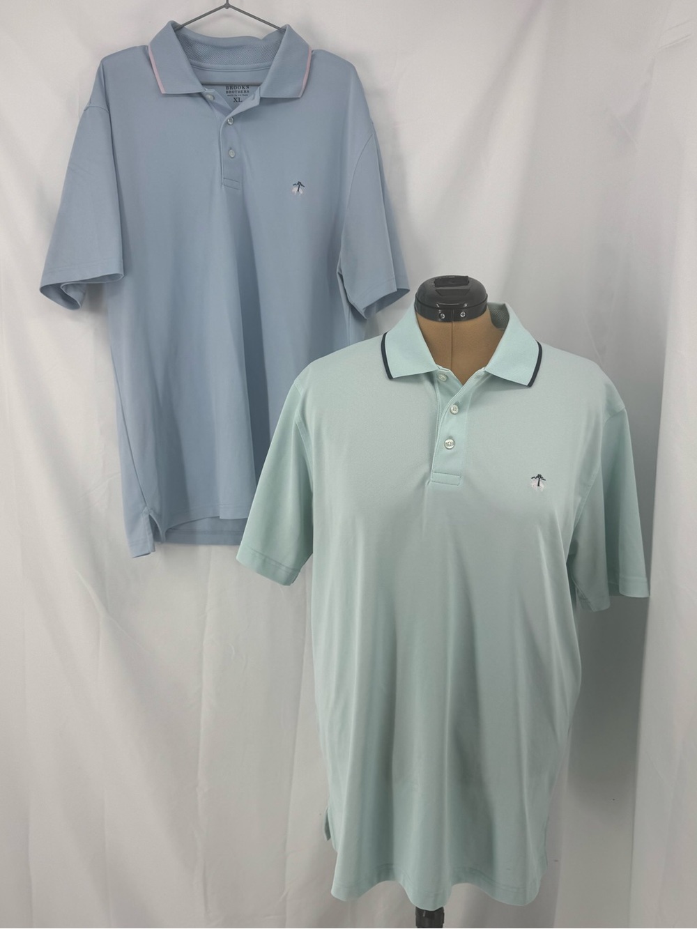 Brooks Brothers Light Blue & Mint Green Short-Sleeve Polo Duo 0274